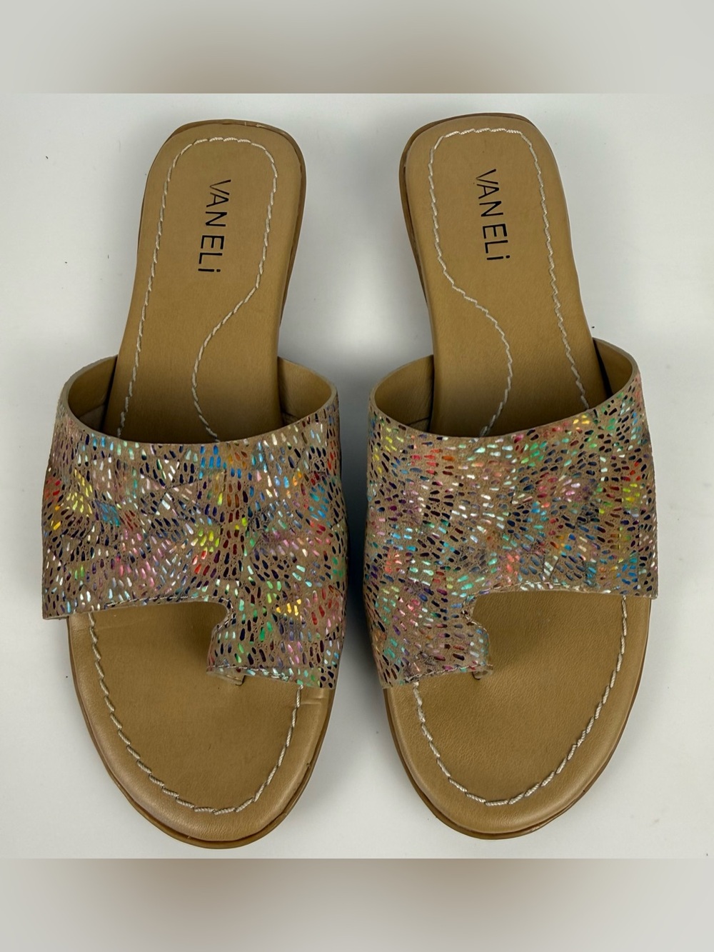 VANELI TALLIS Slides Sandals Women's 7 M Rainbow Leather Toe Loop Padded Insole